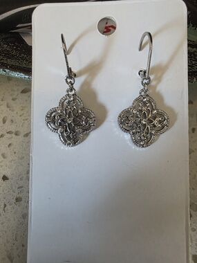 Maurices Silver Filigree Clover Drop Earrings